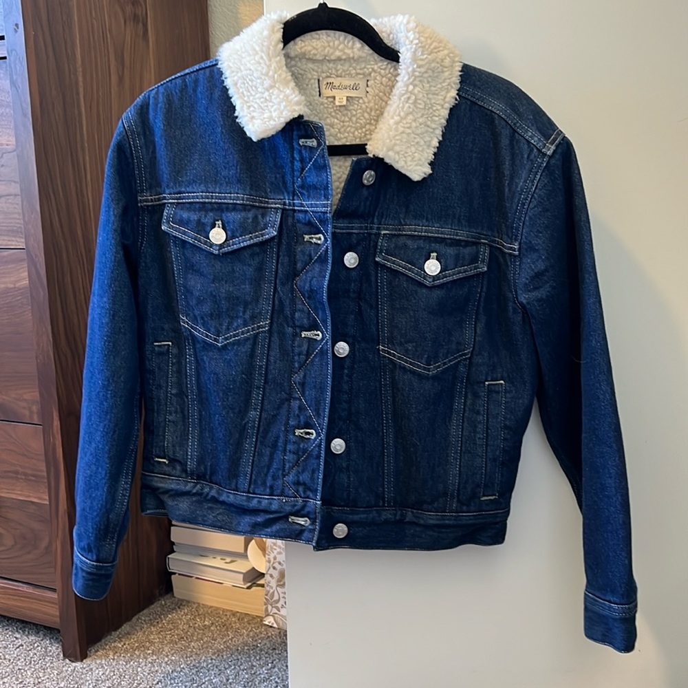 Madewell oversized jean jacket sherpa lined, XS